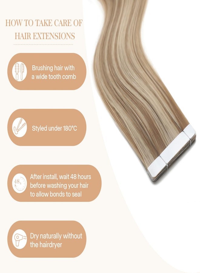 Yongyi 10 Pcs Invisible Tape in Hair Extensions, 20Inch Blonde Tape in Hair Extensions Synthetic, Curly Wavy Hair for Party, Music Festival, Daily Use(Beige Blonde) - Image 2
